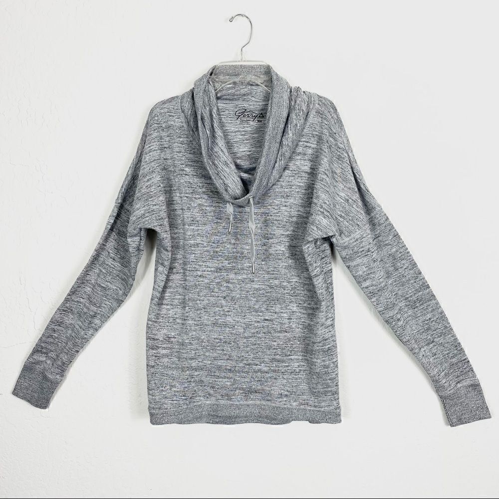 Gerry Grey Heather Space Dye Cowl Neck Sweatshirt